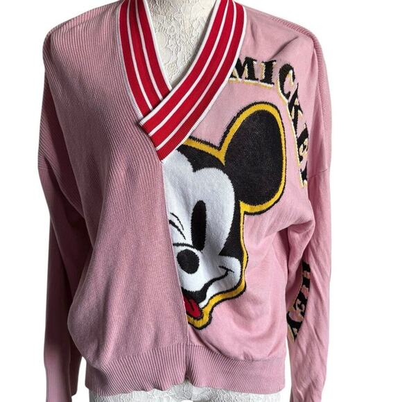 Iceberg Disney Mickey Mouse Pink Knit Sweater Vintage Y2K RARE Large Cozycore - Picture 2 of 8